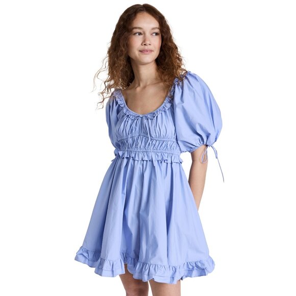 NWT En Saison Danielle Puff Sleeve Mini Dress White Smocked Cotton Size Small - Picture 1 of 9
